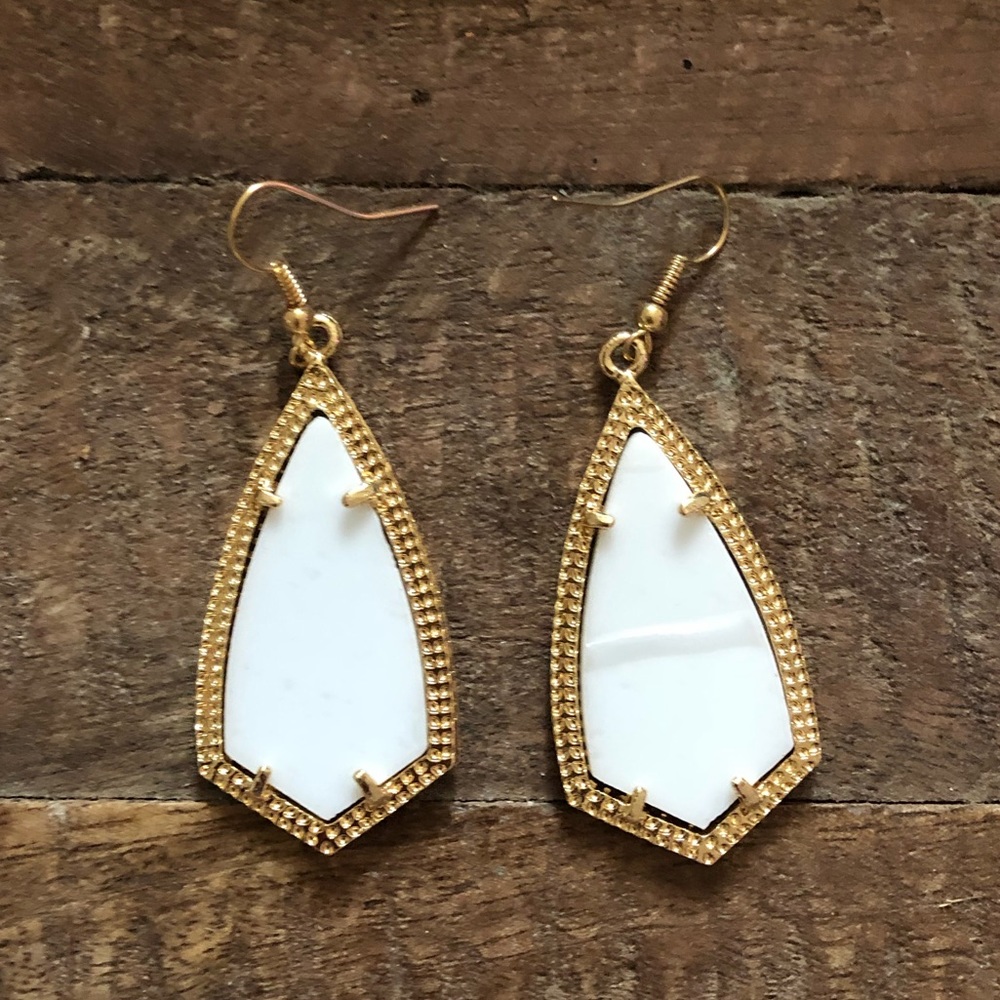 FINAL PRICE White Tear Drop Earrings - Picture 2 of 2